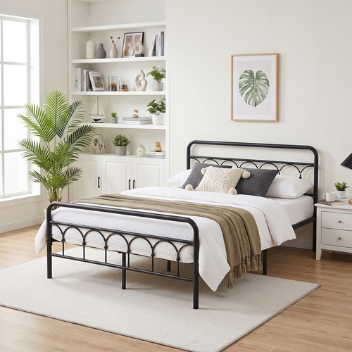 4ft6 5ft bed - frame, mattress